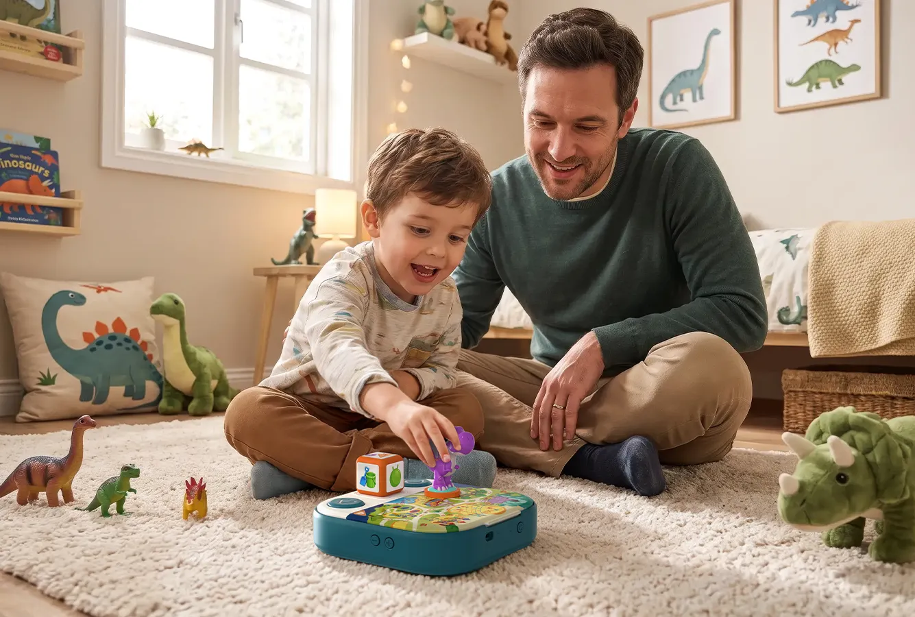 Vater und Kind spielen gemeinsam mit noinoi